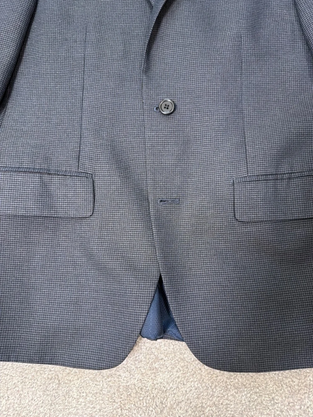 Michael Kors Navy Mini Houndstooth Blazer 36S